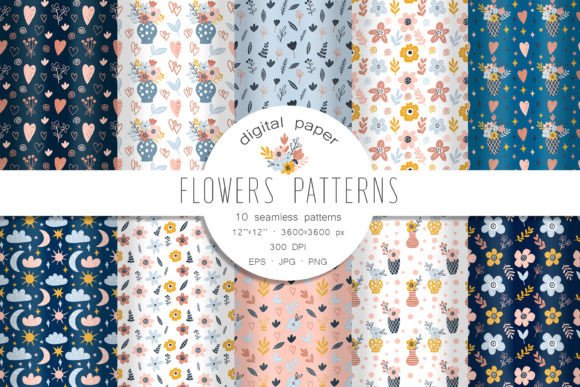 Download Boho Floral Patterns. Flowers Paper - Floral patterns Collection