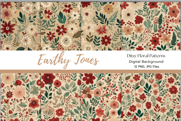 Download Earthy Tones Ditsy Florals Digital Paper - Digital Collection