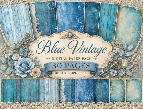 Download Blue Grunge Digital Paper - Digital Collection