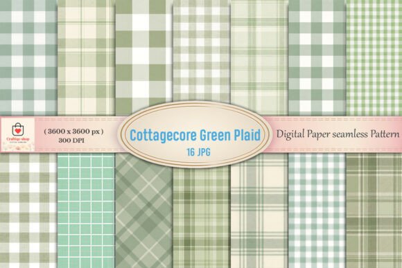 Download Cottagecore Green Plaid Digital Paper Bu - Digital Collection