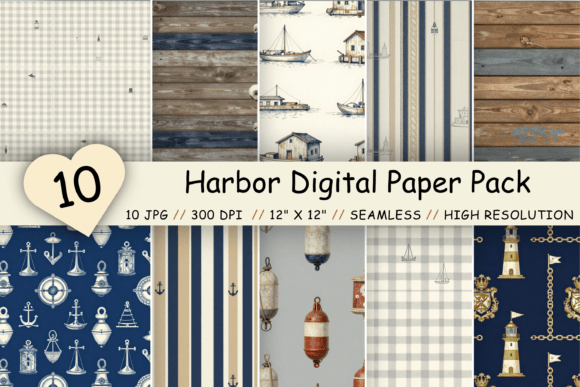 Download Harbor Digital Paper Pack, Coastal Port - Digital Collection