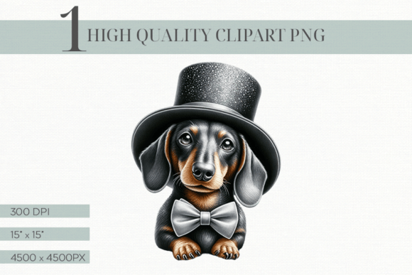 Download Dachshund Dog with Top Hat Digital Print - Digital Collection