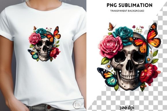 Download Gothic Skull and Flowers Digital Print - Digital Collection
