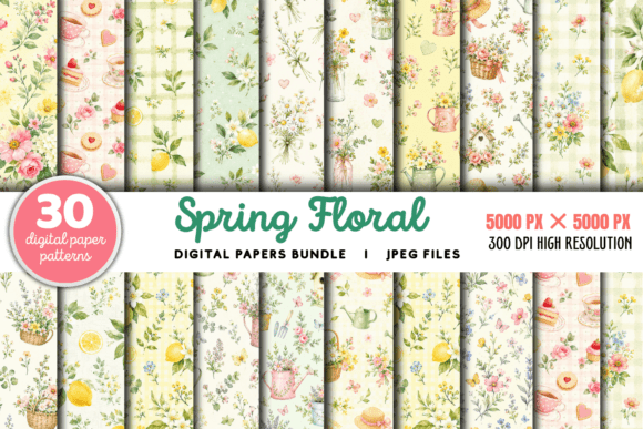 Download Spring Floral Digital Paper Bundle - Digital Collection
