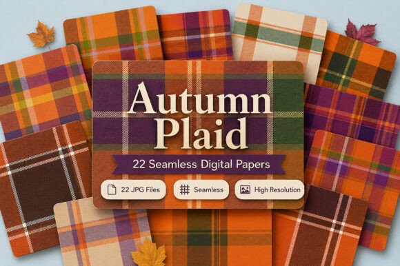 Download Autumn Plaid Digital Pattern Set - Digital Collection