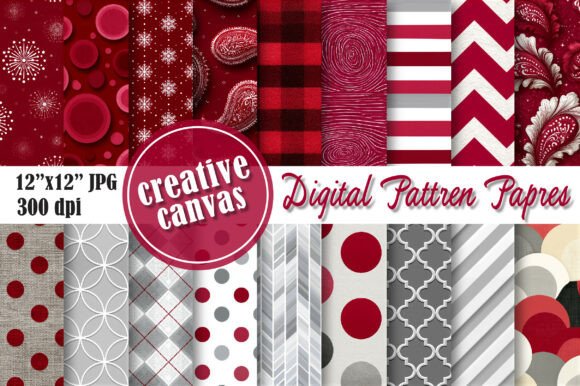 Download Red Christmas Digital Paper Bundle - Digital Collection