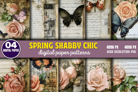 Download Spring Shabby Chic Digital Paper Pattern - Digital Collection