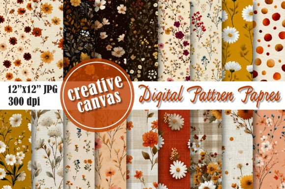 Download Autumn Floral Digital Paper Bundle - Digital Collection