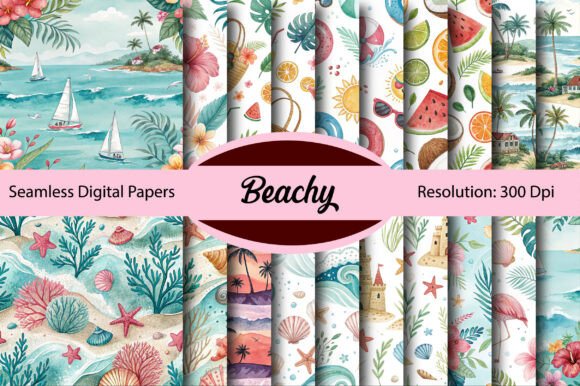 Download Beachy Seamless Digital Paper - Digital Collection