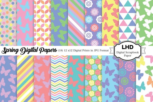 Download Digital Paper Spring Butterfly Patterns - Digital Collection