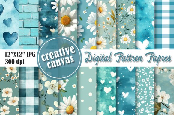 Download Blue Floral Digital Paper Bundle - Digital Collection