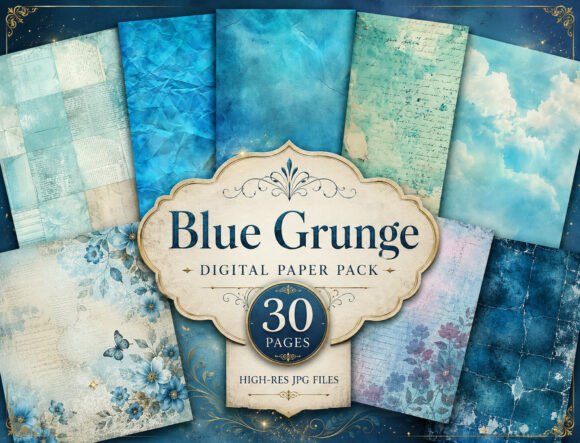 Download Dark Blue Watercolor Digital Paper Pack - Digital Collection