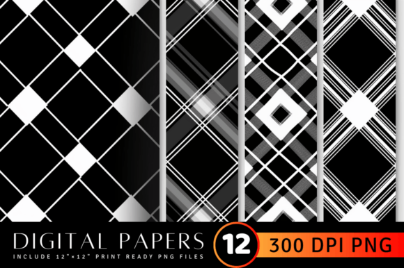 Download Black White Plaid Digital Paper Backgrou - Digital Collection