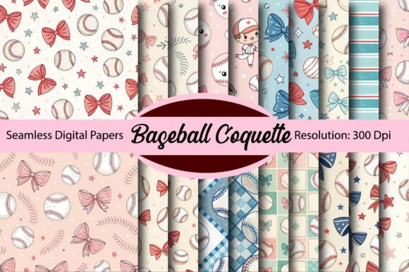 Download BASEBALL COQUETTE Digital Paper - Digital Collection