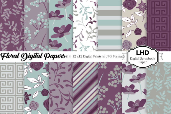 Download Digital Paper Pack of Florals &amp; Designs - Digital Collection
