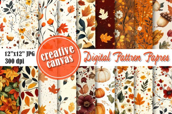 Download Autumn Floral Digital Paper Bundle - Digital Collection