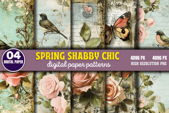 Download Spring Shabby Chic Digital Paper Pattern - Digital Collection