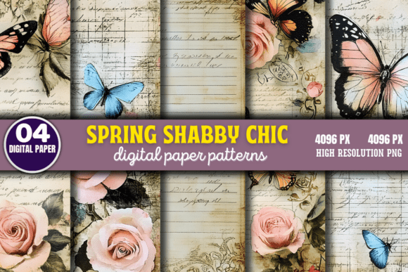 Download Spring Shabby Chic Digital Paper Pattern - Digital Collection