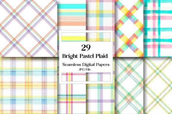 Download Bright Pastel Plaid Digital Paper Bundle - Digital Collection