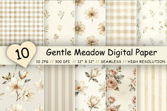 Download Gentle Meadow Digital Paper Pack - Digital Collection