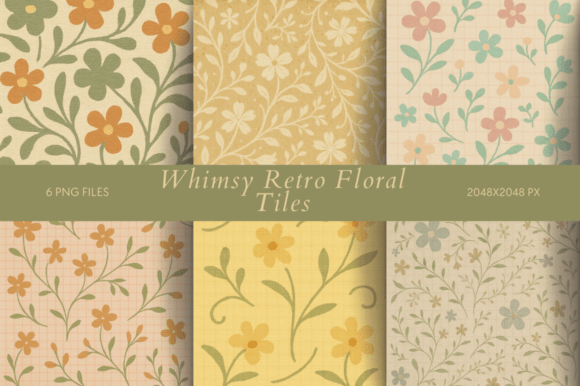 Download Whimsy Retro Floral Tiles - Retro floral tiles Collection