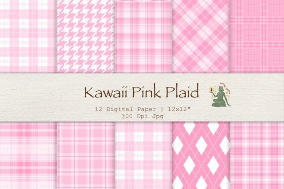Download Kawaii Pink Plaid Pattern Digital Paper - Digital Collection