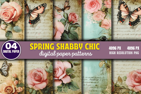 Download Spring Shabby Chic Digital Paper Pattern - Digital Collection