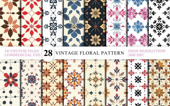Download Vintage Floral Tile Seamless Pattern - Premium Bundle