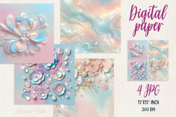 Download Abstract Pastel Pearl Digital Paper Set - Digital Collection