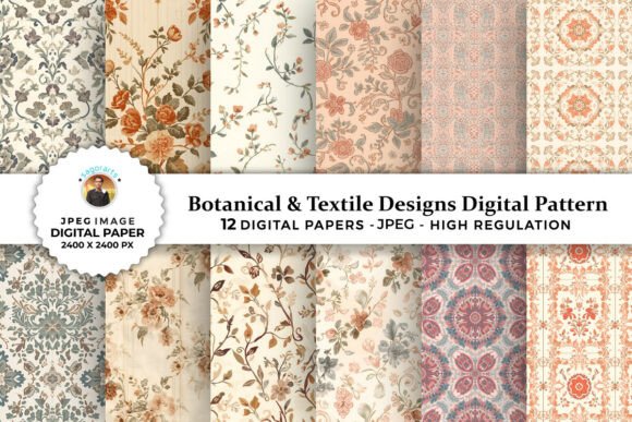 Download Botanical &amp; Textile Design Digital Paper - Digital Collection