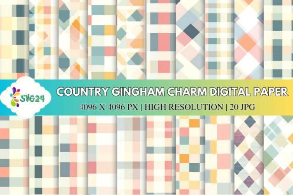 Download Country Gingham Charm Digital Paper - Digital Collection