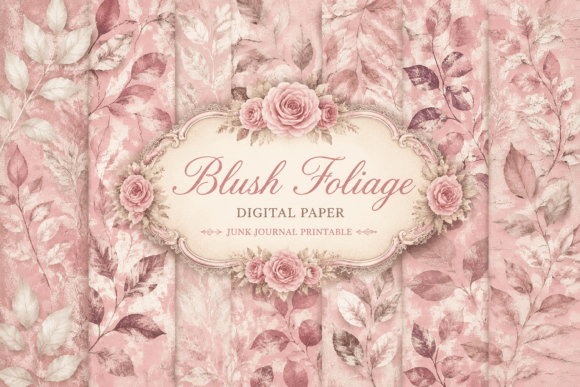 Download Blush Foliage Digital Paper - Digital Collection