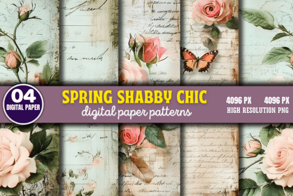 Download Spring Shabby Chic Digital Paper Pattern - Digital Collection
