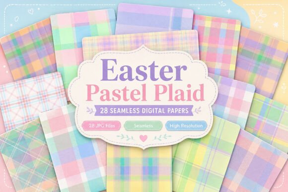 Download Easter Pastel Plaid Digital Paper Bundle - Digital Collection